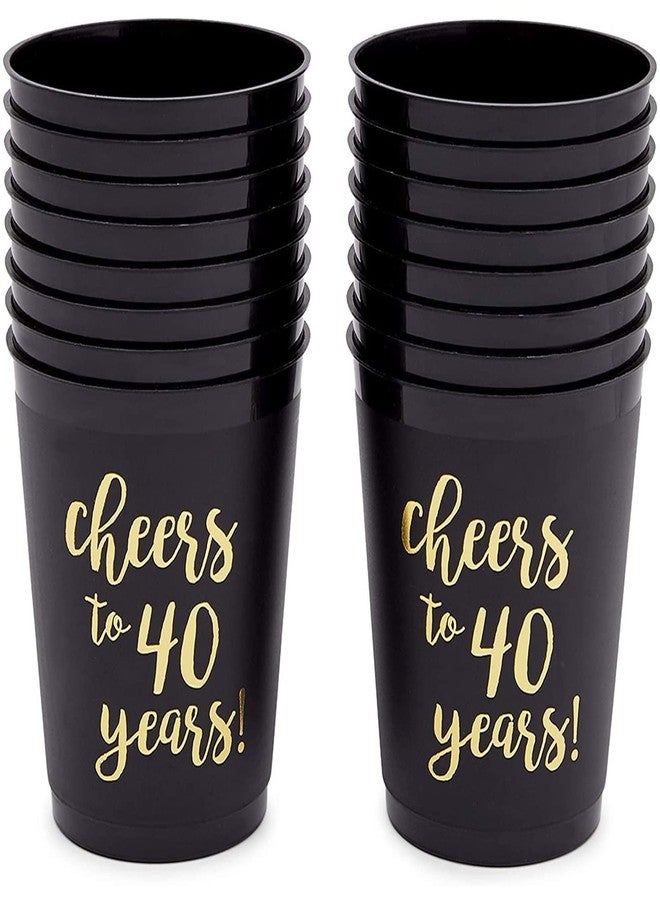 Sparkle and Bash 16 Pack Cheers to 40 Years Plastic Party Cups - 40th Birthday Decorations for Men and Women, Anniversaries (Black Plastic Cups, 16 Oz) - Image 5